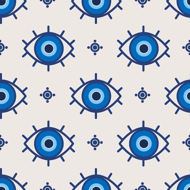 Mal de ojo étnico de patrones sin fisuras Amuleto griego místico Impresión tradicional turca Símbolo de protección
