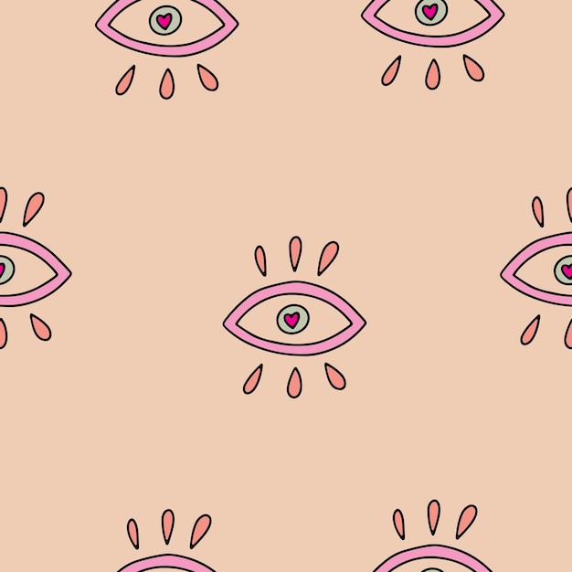 Mal de ojo pastel vector aislado garabato de patrones sin fisuras Magia brujería símbolo oculto clip art línea arte colección Hamsa ojo ojo mágico decoración elemento