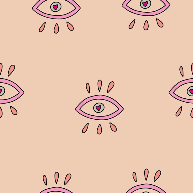 Mal de ojo pastel vector aislado garabato de patrones sin fisuras magia brujería símbolo oculto clip art línea arte colección hamsa ojo ojo mágico decoración elemento