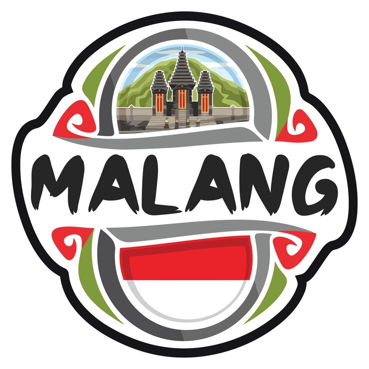 Vector malang indonesia bandera viaje recuerdo pegatina skyline landmark logo insignia sello emblema svg eps