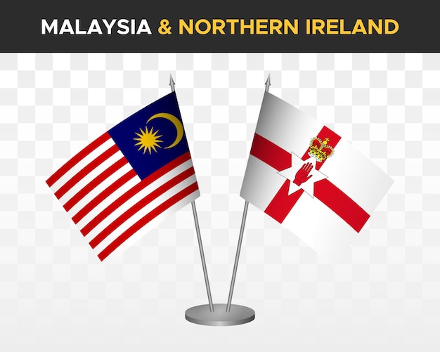 Malasia vs XXXXX maqueta de banderas de escritorio aisladas en banderas de mesa de ilustración de vector 3d blanco