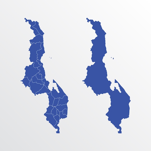 Malawi mapa vector ilustración color azul sobre fondo blanco