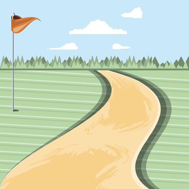 Vector maldición de golf con escena de manera