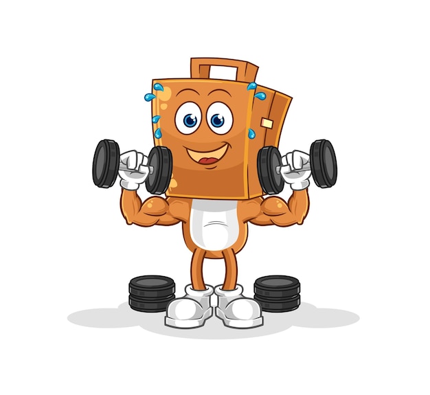 Maleta cabeza entrenamiento con pesas ilustración vector de caracteres