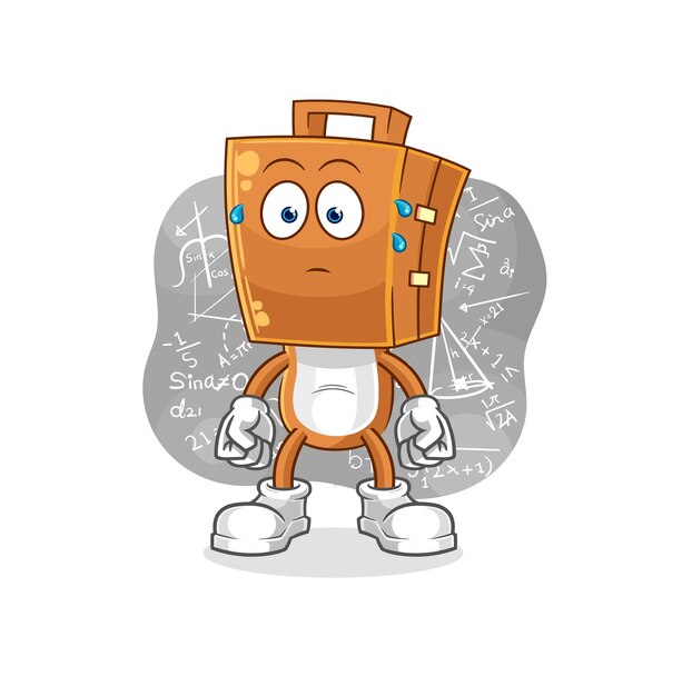 Maleta cabeza pensando duro vector personaje de dibujos animados