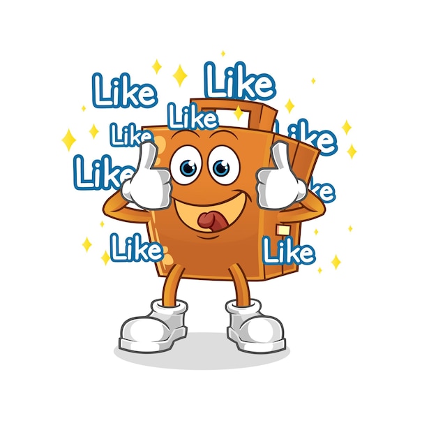 Maleta da muchos me gusta vector de dibujos animados