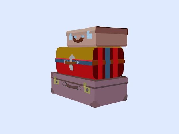 Vector maleta equipaje viaje vacaciones retro maleta mochila transporte