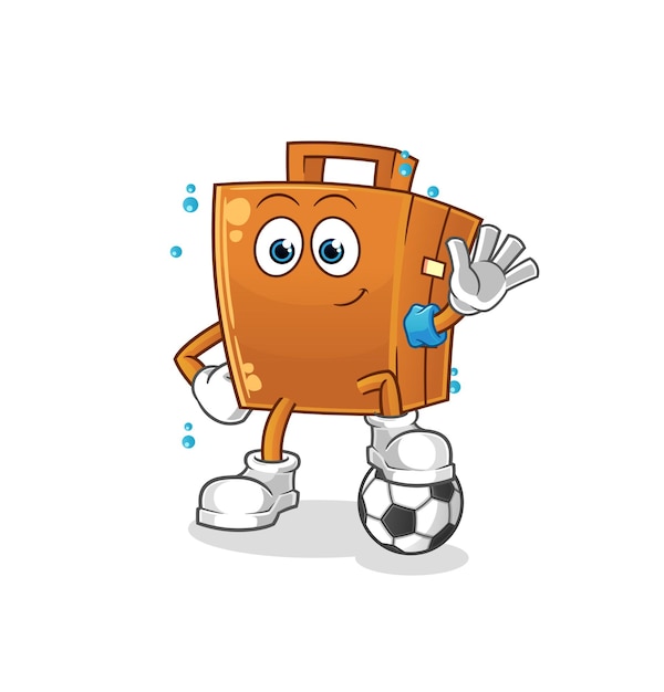 Maleta jugando fútbol ilustración. vector de caracteres