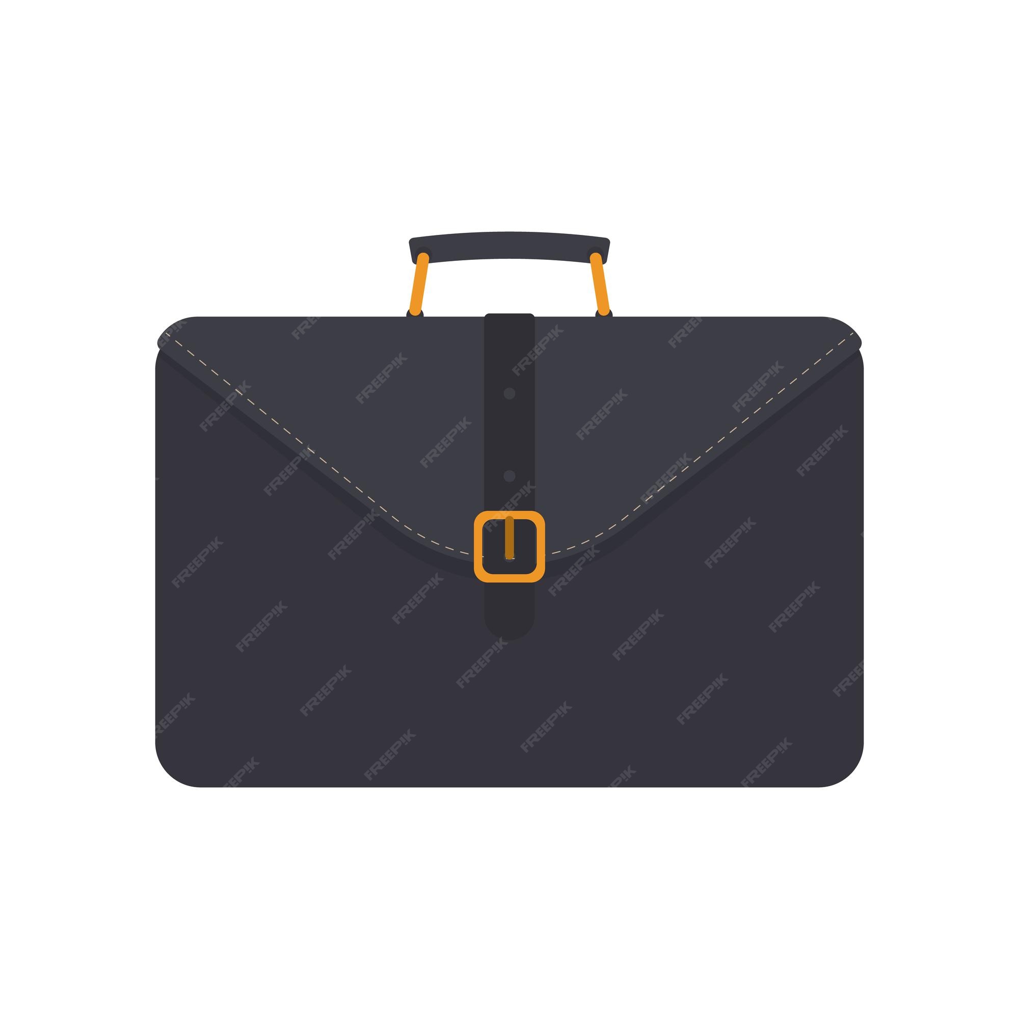 Maleta de negocios negra. maleta para documentos portátil. estilo plano. aislado. vector. Vector Premium