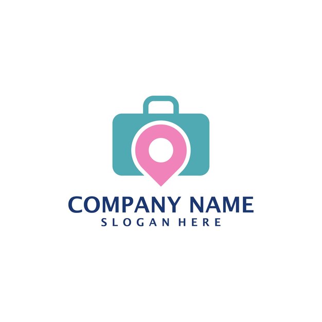 Maleta con vector de diseño de logotipo Point Concepto de plantilla de diseño de logotipo de maleta