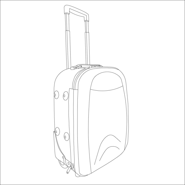 Vector una maleta para viajar una bolsa con ruedas dibujo lineal