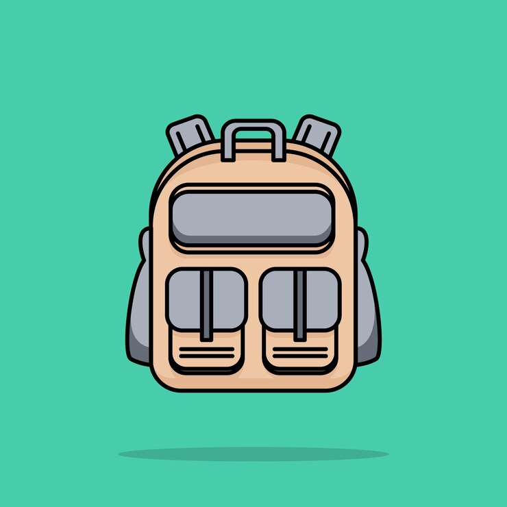 Maleta de viaje beige para niñas Ilustración vectorial Bolsa escolar beige