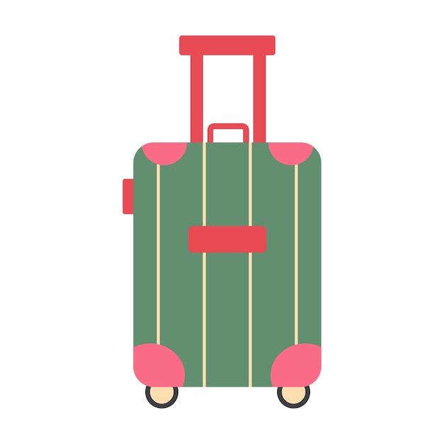 Maleta de viaje Bolsa de viaje con ruedas Icono de turismo de vacaciones y equipaje Ilustración vectorial aislada sobre fondo blanco
