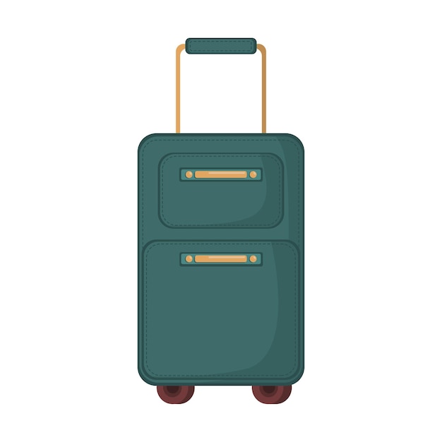 Vector maleta de viaje verde con ruedas y asa en estilo plano imagen vectorial