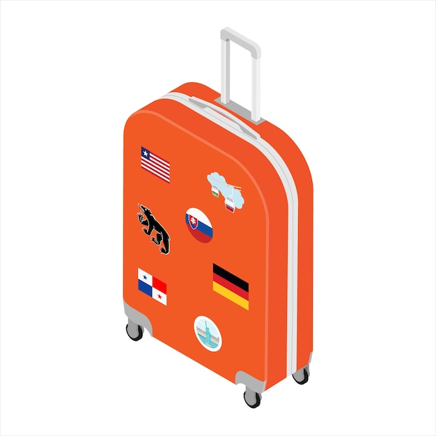 Maleta de un viajero con pegatinas de viaje