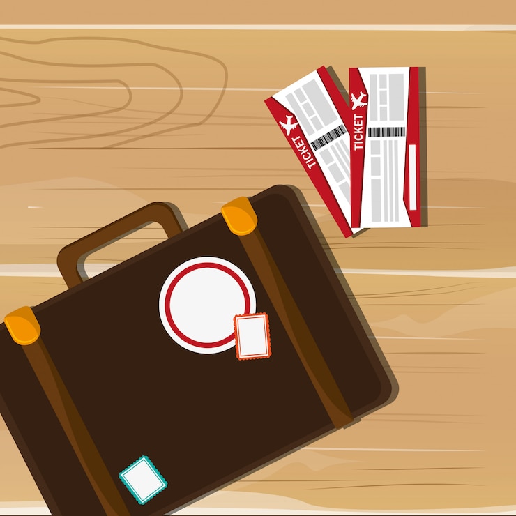 Vector maleta y viajes relacionados con iconos