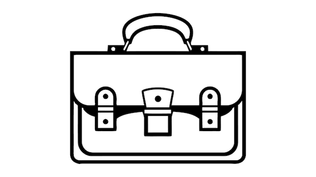 Maletín icono blanco y negro Ilustración vectorial sobre fondo blanco