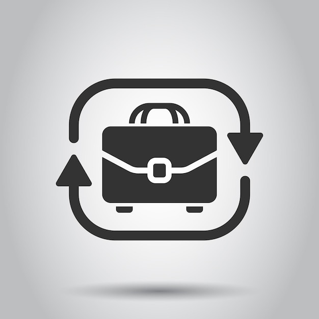 Maletín con icono de flecha en estilo plano Ilustración de vector de bolsa de hombre de negocios sobre fondo blanco aislado Concepto de negocio de cartera