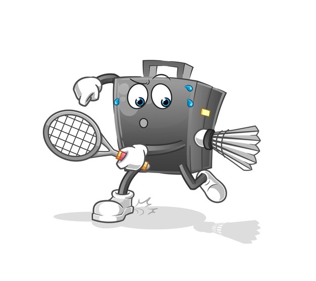 Maletín jugando vector de caracteres de ilustración de bádminton