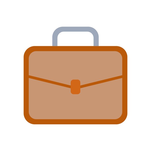 Un maletín marrón con un diseño vectorial de mango aislado en un fondo blanco