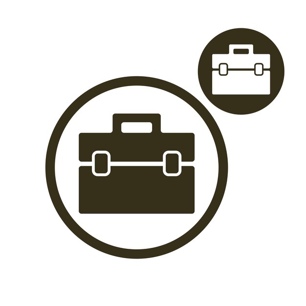 Maletín vector simple icono de un solo color aislado en fondo blanco, incluye versión invertida para que usted elija.