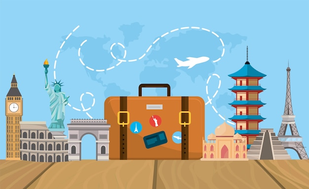 Maletín de viaje con divertido destino turístico.