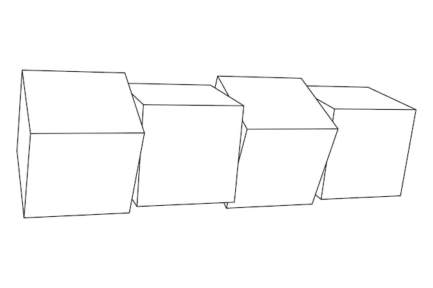 Malla baja poli cubos elementos ilustración de vector de concepto de visualización de datos digitales