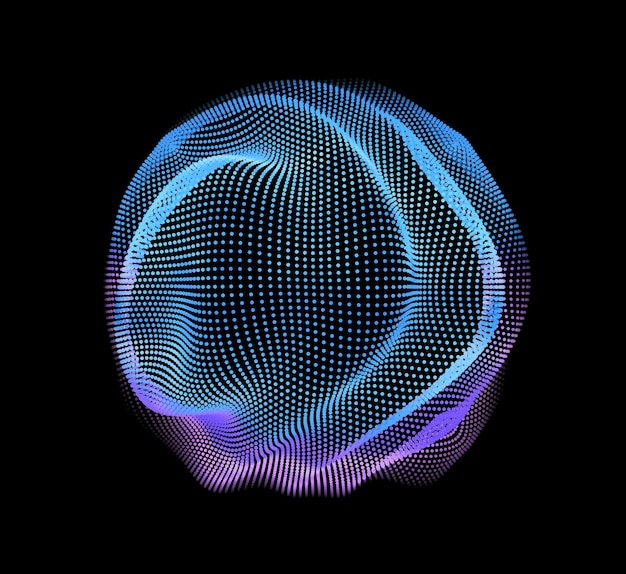 Malla colorida del vector abstracto en fondo oscuro. Tarjeta de estilo futurista. Fondo elegante para presentaciones de negocios. Esfera puntual dañada. Estética del caos