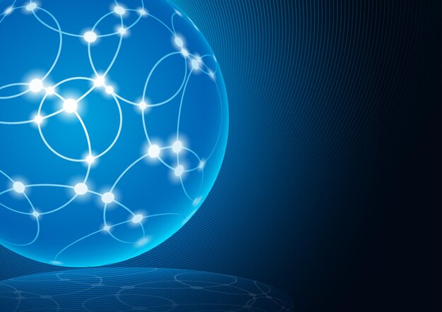 Malla de Internet abstracta en una esfera brillante