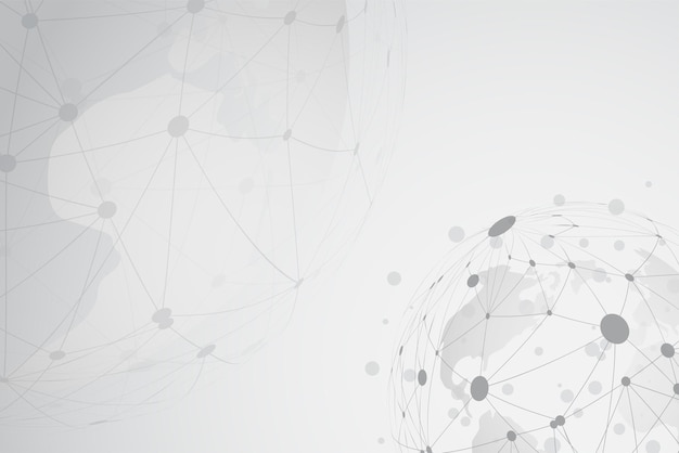 Malla de línea de puntos abstracta sobre fondo planeta global