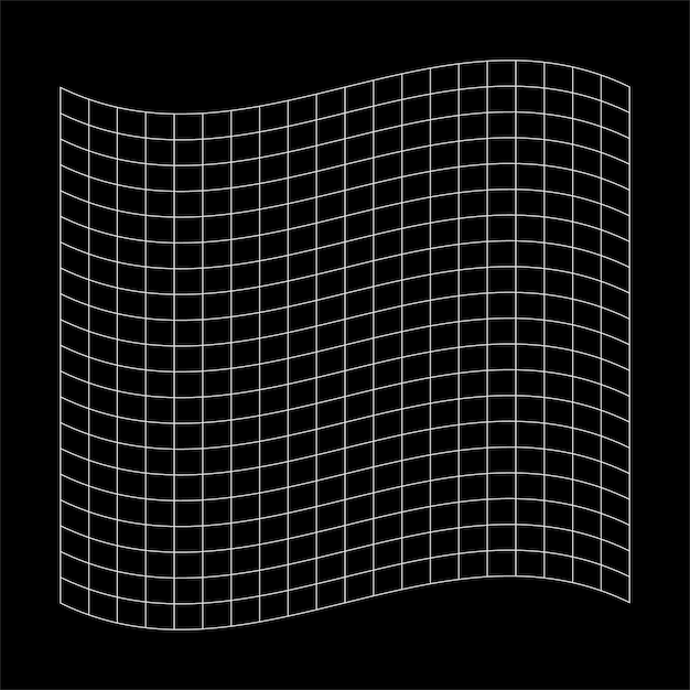 Malla ondulada 3D abstracta en un fondo negro Vector de marco de alambre de tecnología de onda dinámica geométrica 3D