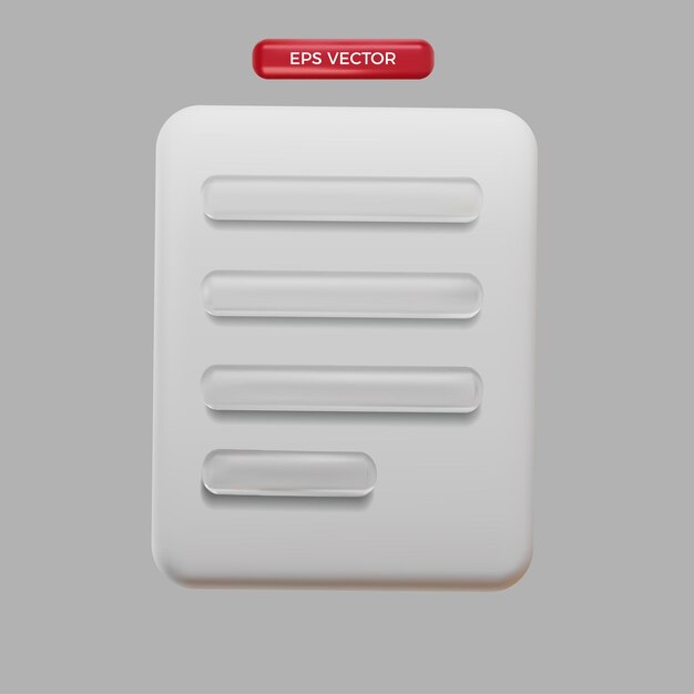 Malla de vector de estilo de procesamiento de dibujos animados de documento blanco lindo 3D