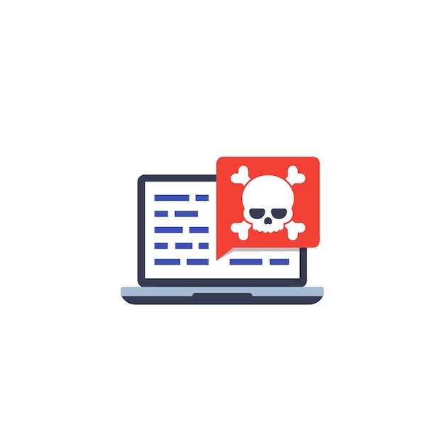 Malware, amenaza a la seguridad en el código, icono de vector