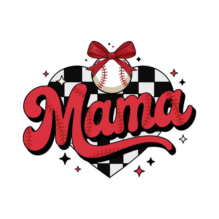 Mama Baseball Heart - Diseño de la madre del béisbol