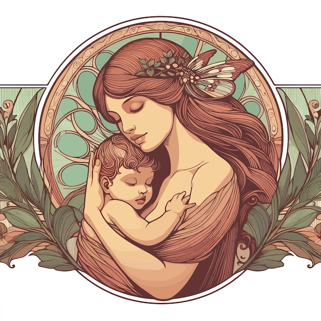 Mamá y el bebé Art Nouveau