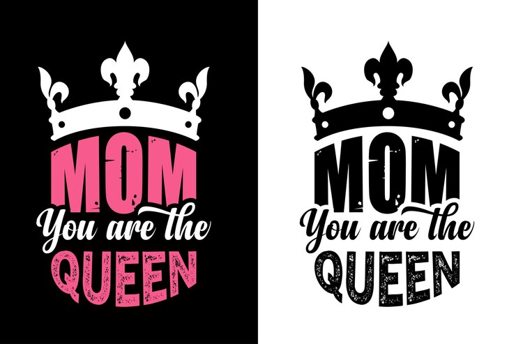 Mamá eres la reina. Plantilla de diseño de tipografía del día de la madre