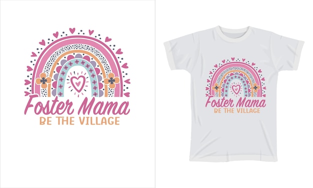 Mama Foster sea el pueblo colorida camiseta gráfica diseño de camiseta de flores silvestres