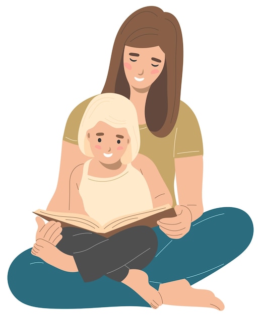 Mamá le lee un libro a su hija