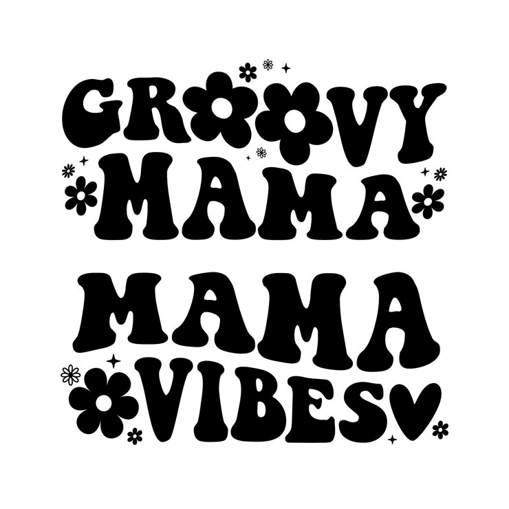 Mamá con letras a mano mamá groovy retro mamá boho hippie texto madre citas vintage esposa chica texto ondulado