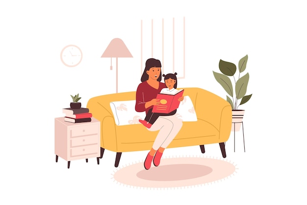 Mamá leyendo un libro para su hija
