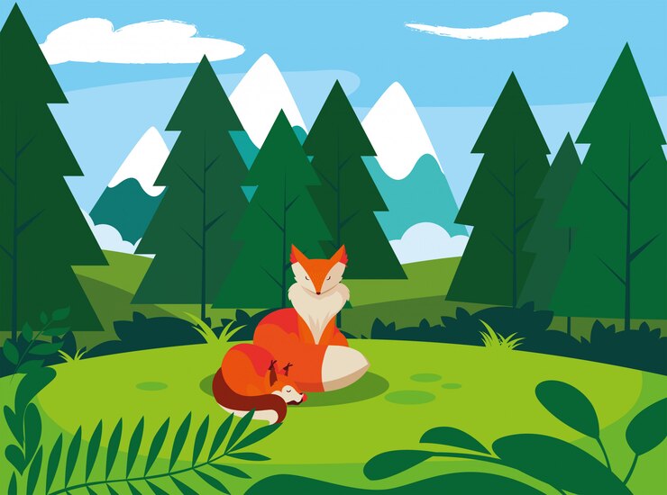 Vector mamífero zorro feliz otoño temporada plana