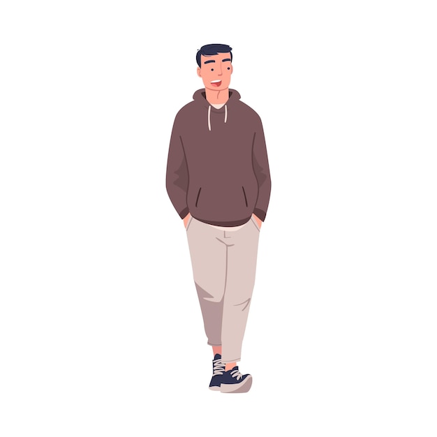 Man Character Telling Funny Story and Joke Laughing Out Loud and Having Fun Vector Illustration