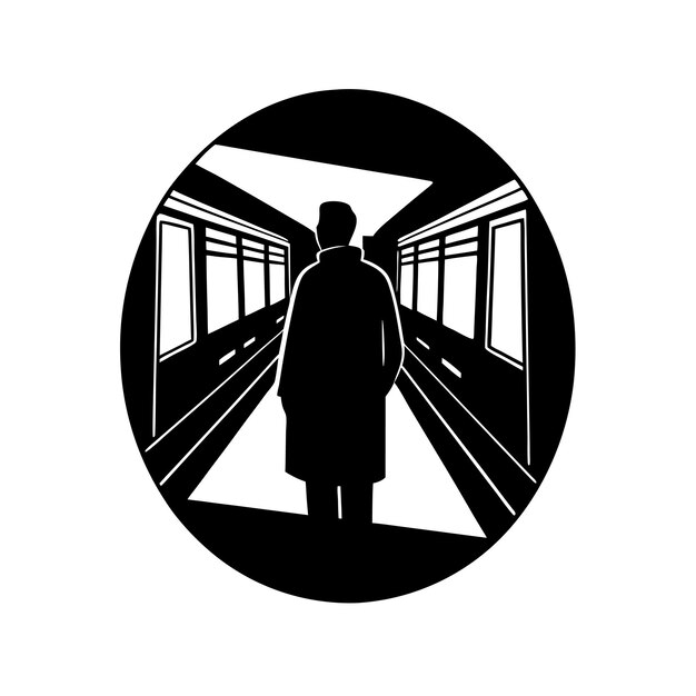 Man in a Subway Tunnel Silhouette