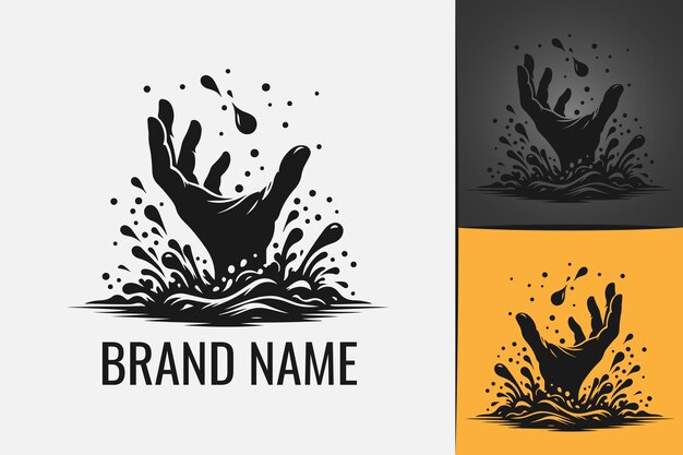 Man Splash Blob salpicaduras por el logotipo del brazo gota de agua logotipo de salpicadura líquida logotipo de gota de aguas logotipo mano
