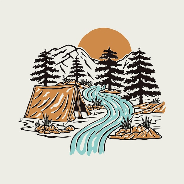 Mañana en la naturaleza ilustración gráfica arte vectorial diseño de camiseta