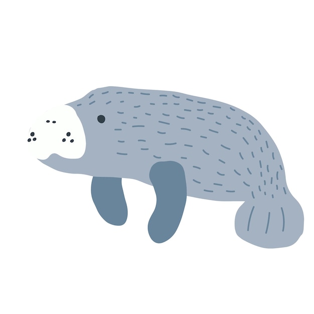 Manatíes estilo escandinavo bajo el mar Concepto Save the manatee Diseño de personajes
