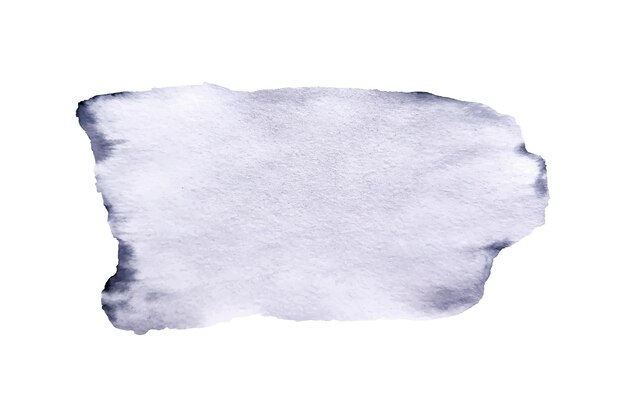 Mancha abstracta gris acuarela aislada sobre fondo blanco. Mancha grande con textura
