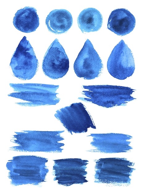 Vector mancha de acuarela azul manchas formas iconos vectoriales