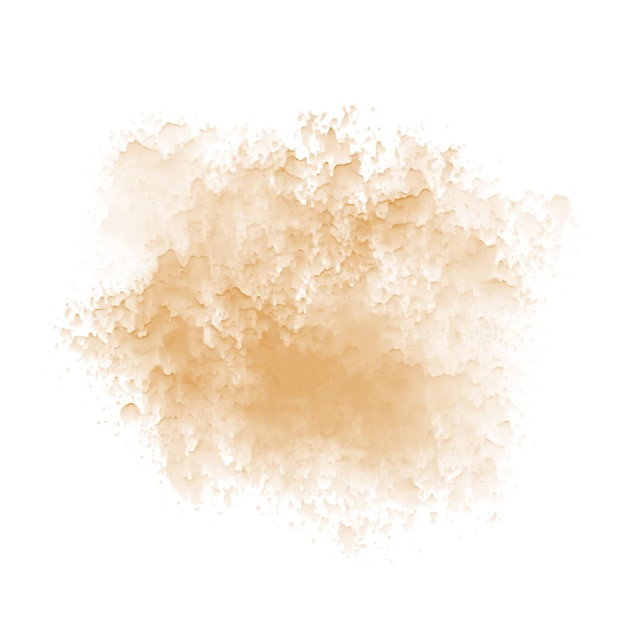 Mancha de acuarela beige abstracta sobre un fondo blanco. Textura vectorial de arena polvorienta. Salpicaduras de agua color marrón. Pinte la mancha de acuarela en color pastel suave