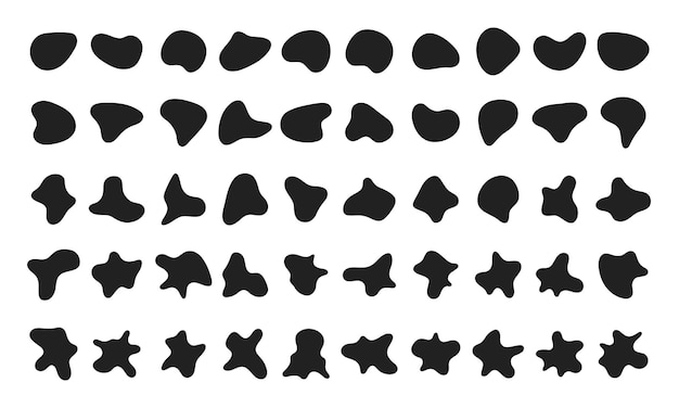 Mancha irregular negra orgánica líquida abstracta aleatoria forma vector fluido de diseño de estilo plano